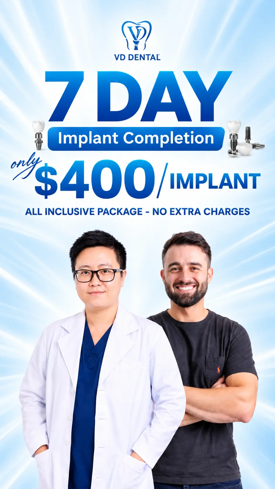 7 Day Implant Completion - $400/Implant